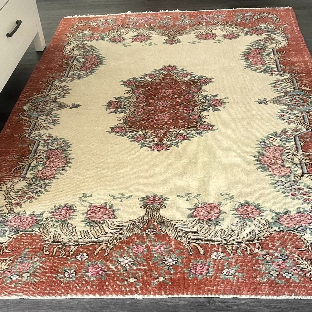 Turkish Hand Made Vintage Wool ISPARTA Carpet Rug